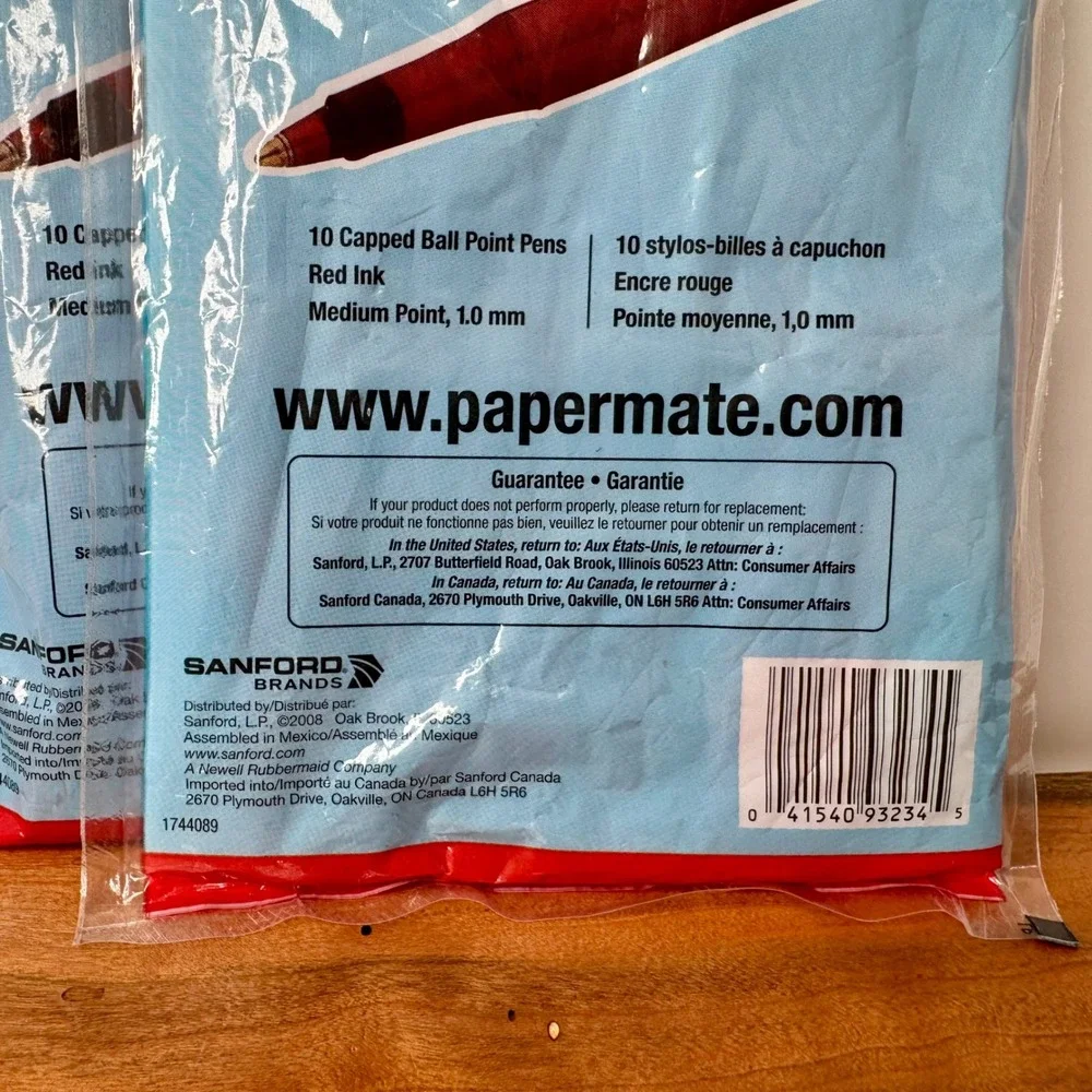 Paper Mate Write Bros Red Ink Ballpoint Pens Medium 1.0mm 20 Count 2 Packs 93234